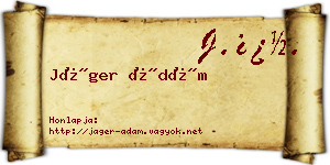 Jáger Ádám névjegykártya