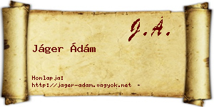 Jáger Ádám névjegykártya